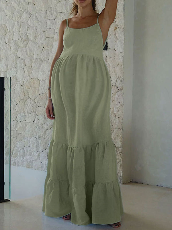 Robes longue grossesse dos nu spaghettiträger vert clair