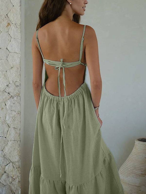 Robes longue grossesse dos nu spaghettiträger vert clair