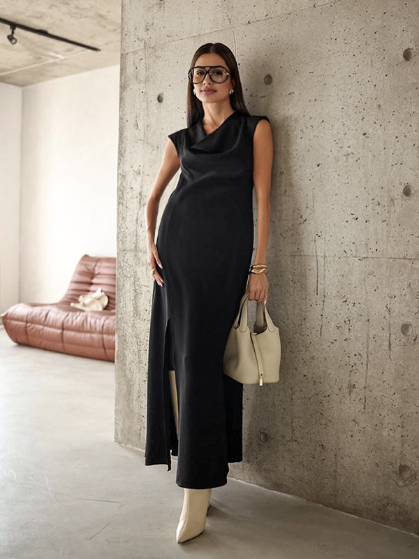 Robes longue grossesse fendu le côté noir