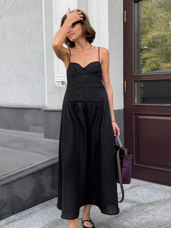 Robes longue grossesse bustier spaghettiträger noir