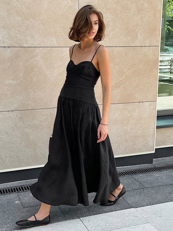 Robes longue grossesse bustier spaghettiträger noir