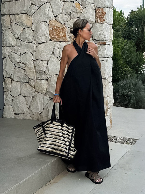 Robe longue grossesse dos nu noir