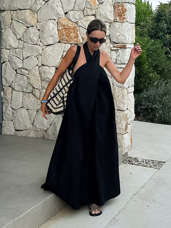 Robe longue grossesse dos nu noir