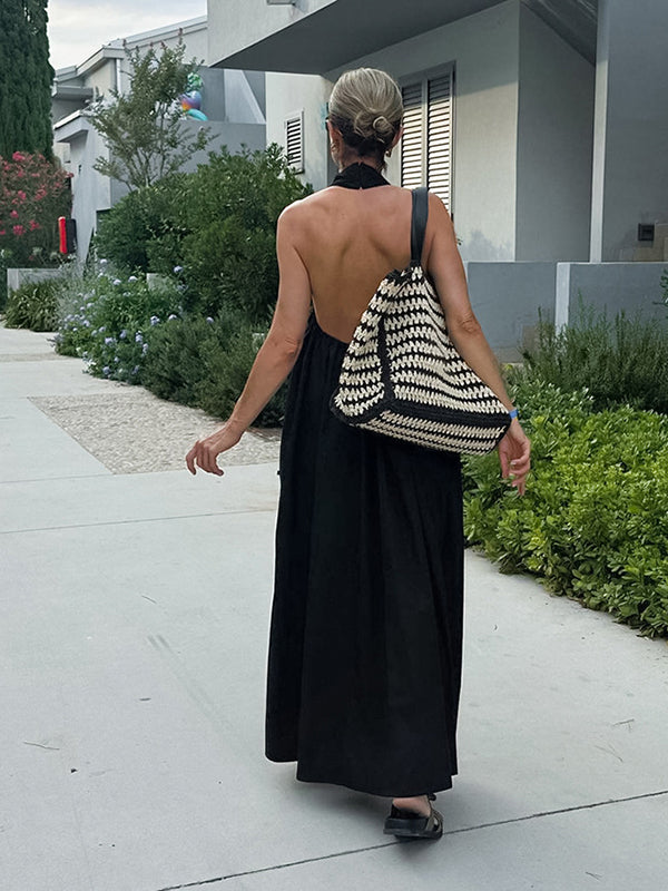 Robe longue grossesse dos nu noir