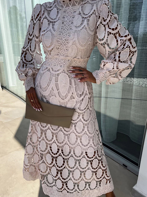 Robe longue grossesse dentelle découpe blanche