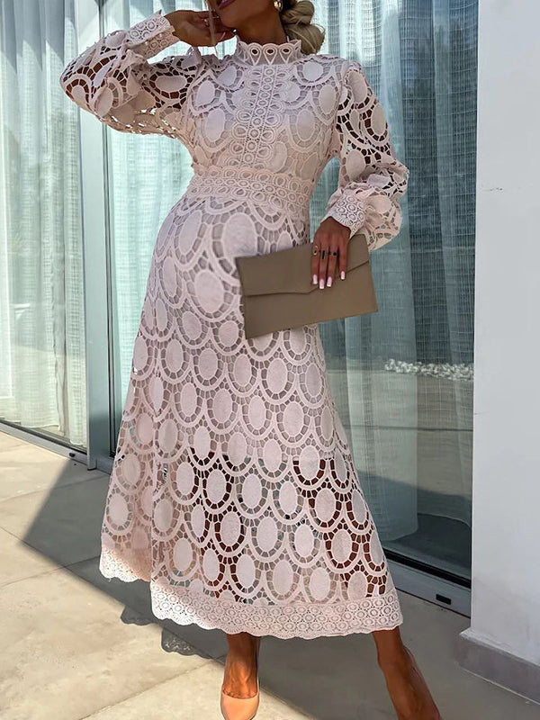 Robe longue grossesse dentelle découpe blanche