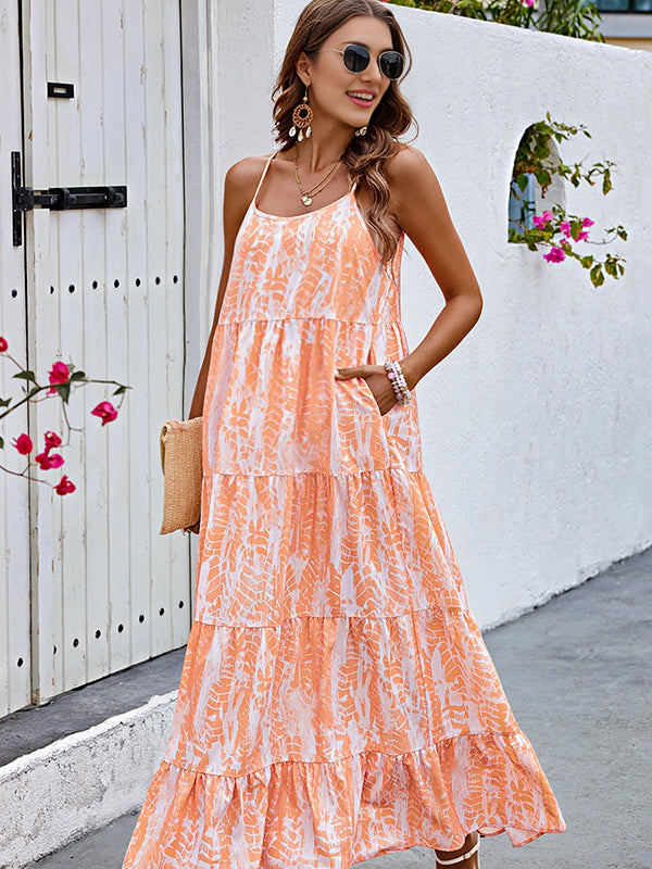 Robe longue grossesse tie and dye dos nu peplum strap nacarat