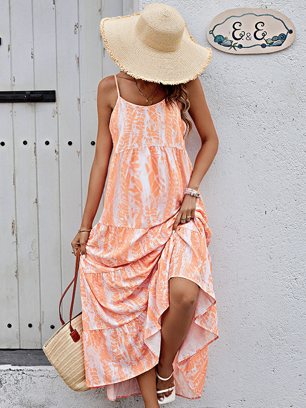 Robe longue grossesse tie and dye dos nu peplum strap nacarat