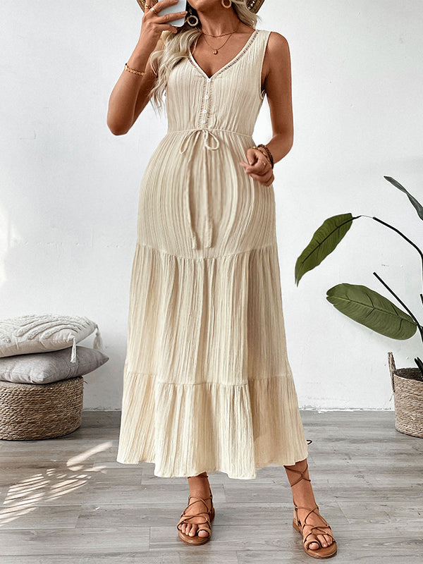 Robes longue grossesse nœud papillon plissé abricot