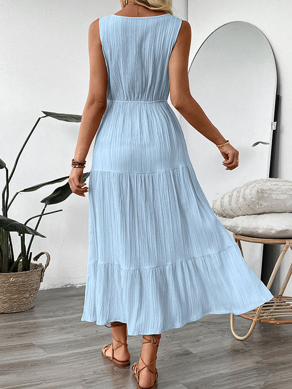 Robes longue grossesse nœud papillon plissé bleu clair