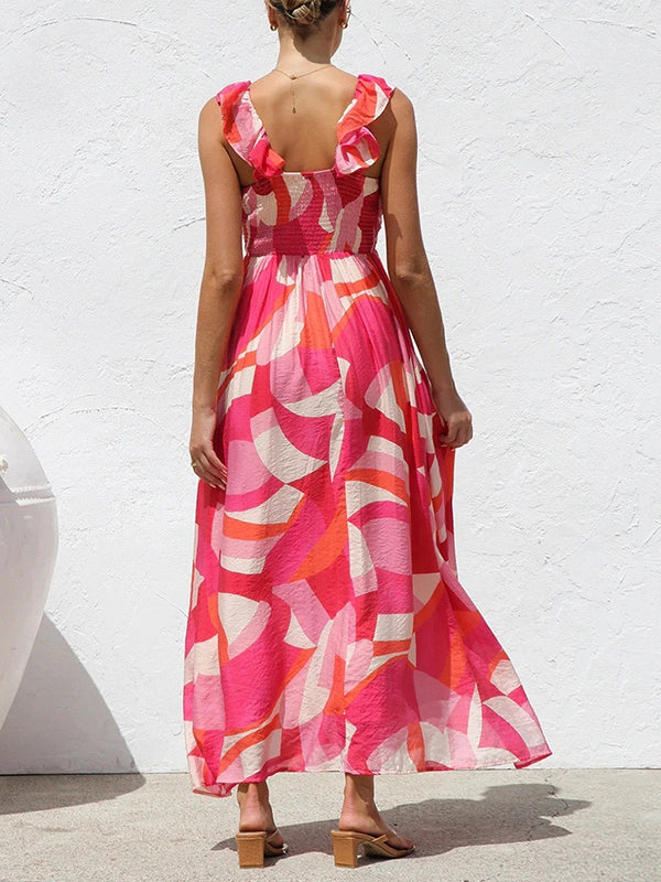 Robes longue grossesse imprimé fleurie ruchés froncées rouge