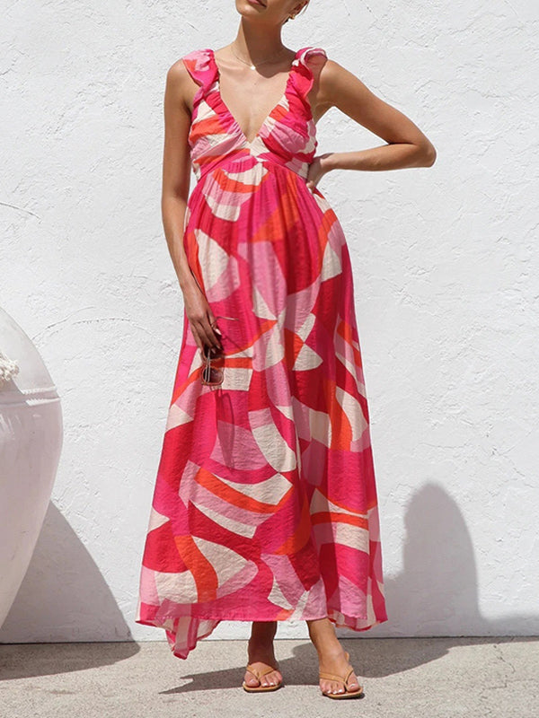 Robes longue grossesse imprimé fleurie ruchés froncées rouge