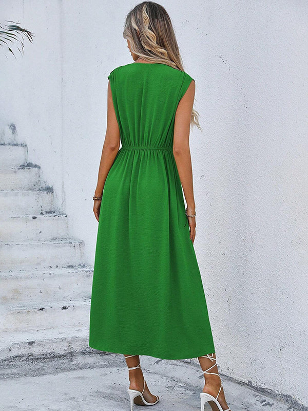 Robe longue grossesse nœud drapé vert