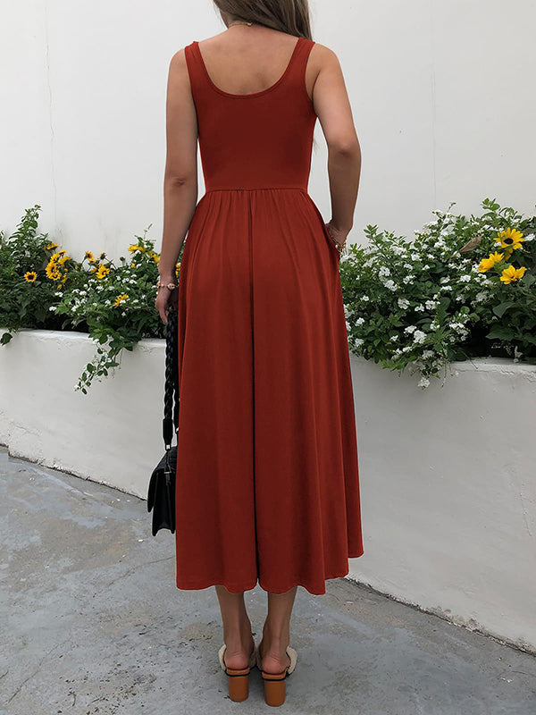 Robe longue grossesse strap sans manches rouge