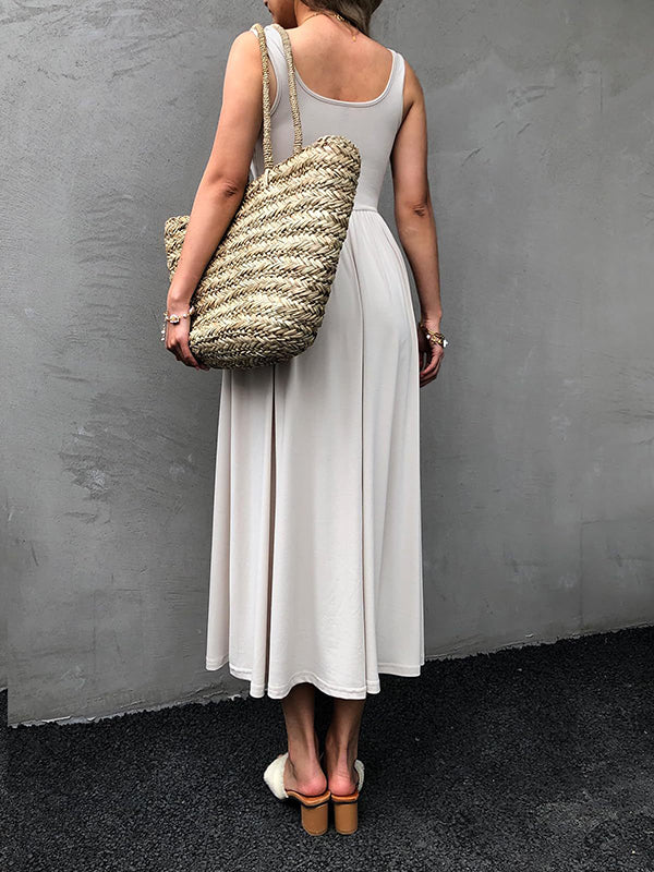 Robe longue grossesse strap sans manches blanche