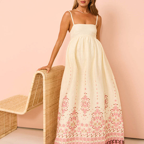 Beaumama robe longue grossesse imprimé fleurie spaghettiträger abricot