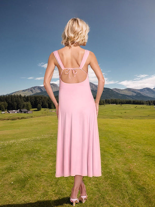 Beaumama robe longue grossesse dos nu rose