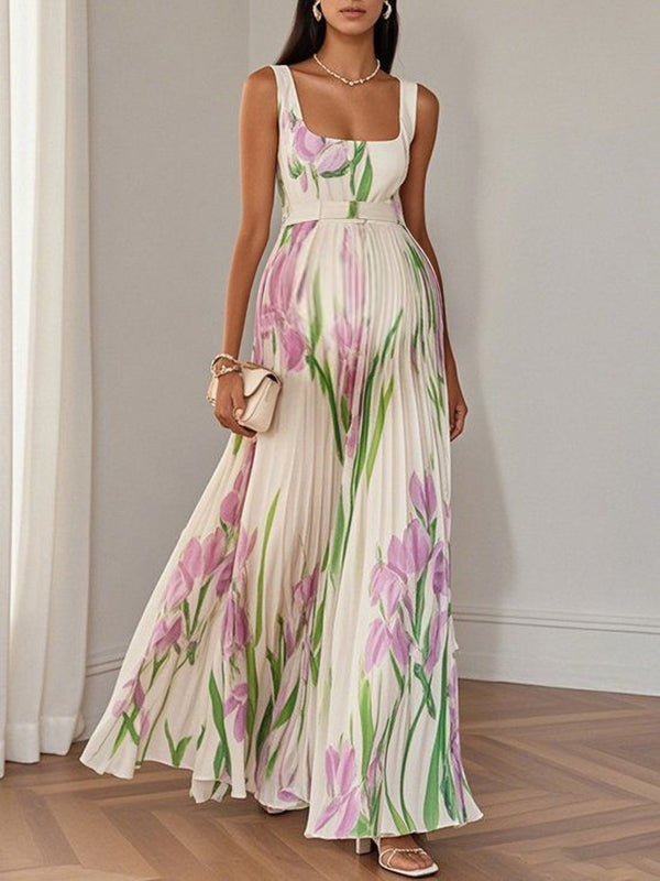 Beaumama robe longue grossesse imprimé fleurie plissé blanche
