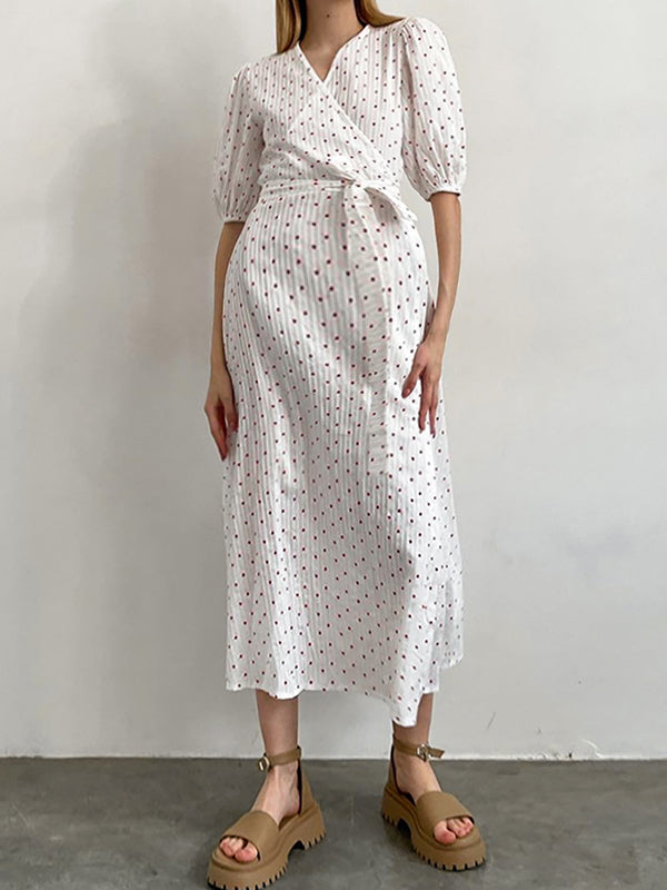 Beaumama robe longue grossesse coeur ceinture blanche