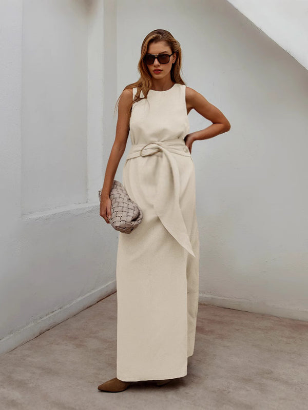 Beaumama robe longue grossesse ceinture fendu le côté khaki