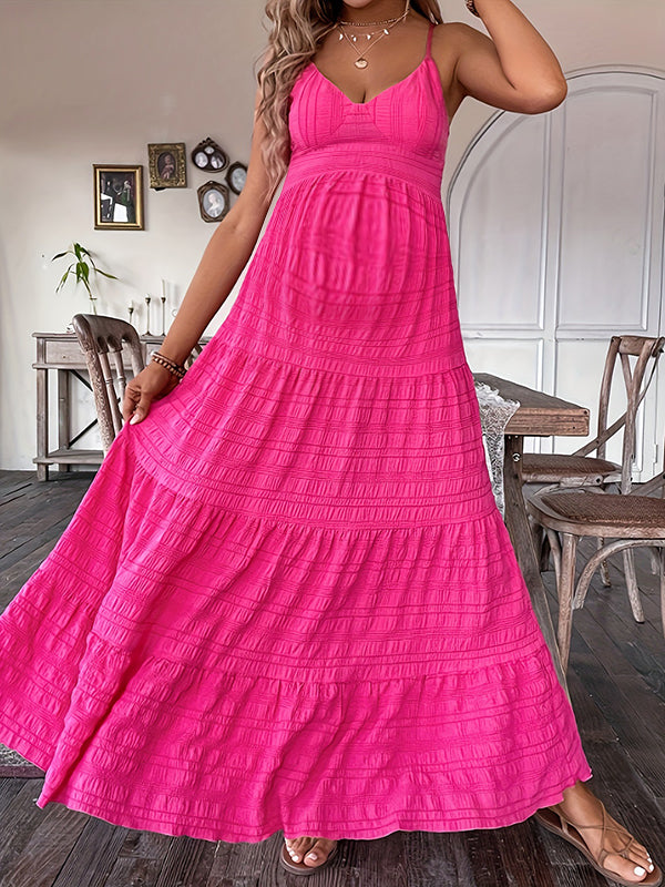Beaumama robe longue grossesse nœud papillon strap rose framboise