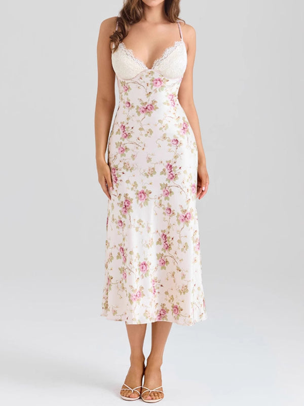 Beaumama robe longue grossesse chic imprimé fleurie dentelle femme enceinte