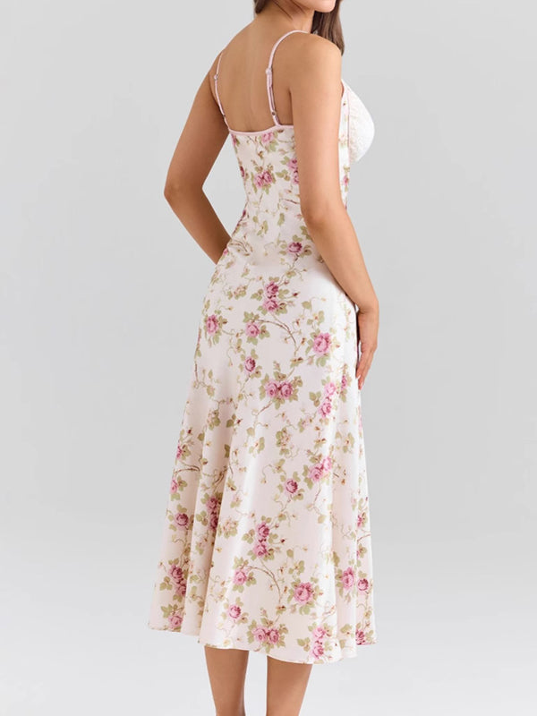 Beaumama robe longue grossesse chic imprimé fleurie dentelle femme enceinte