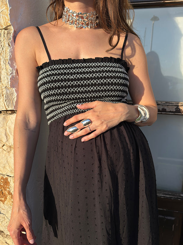 Beaumama robe longue grossesse vacances tribal bord ondulé spaghettiträger femme enceinte