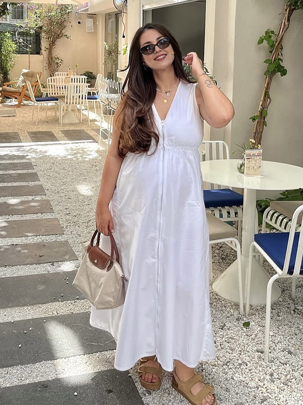 Beaumama robe longue grossesse fermeture éclair confortable blanche femme enceinte