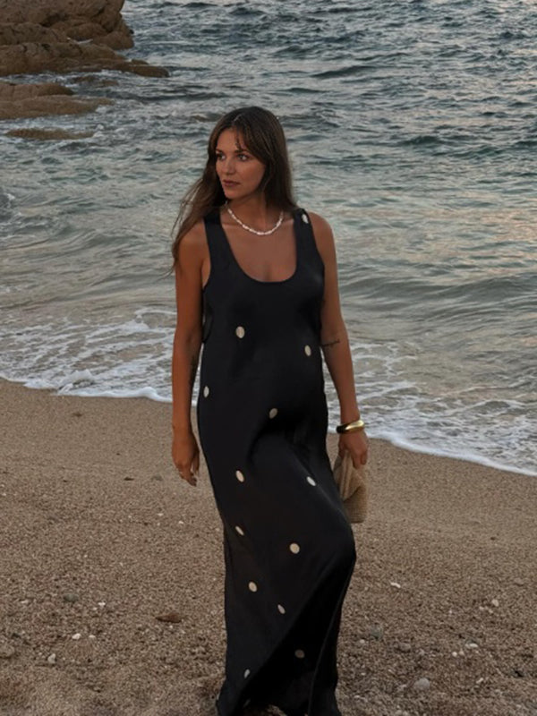 Beaumama robe longue grossesse strap femme enceinte noir