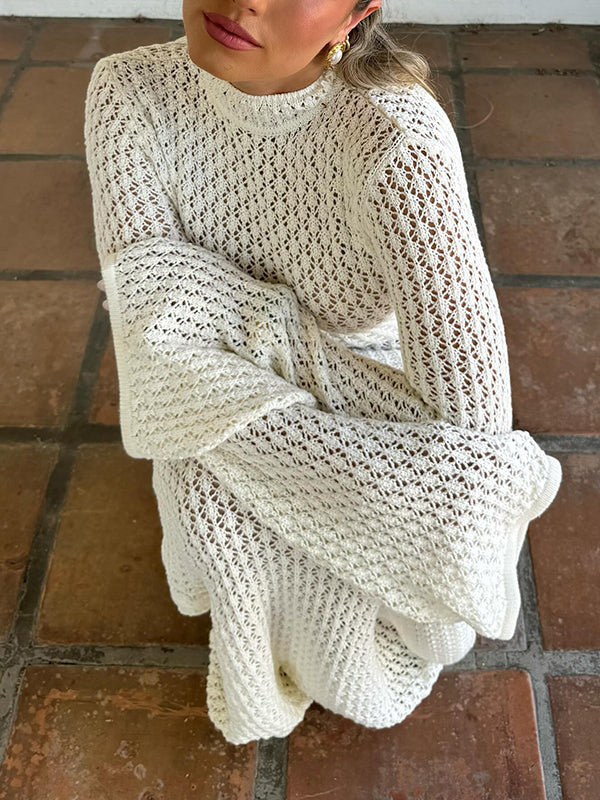 Beaumama robe photo longue grossesse chic crochet tricot dos nu blanche femme enceinte