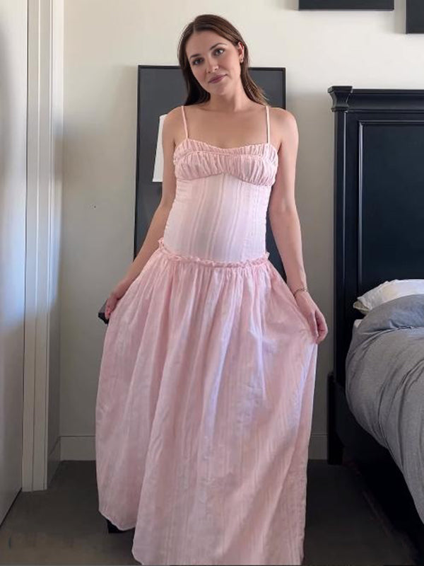 Beaumama robe longue grossesse chic vacances ruchés froncées fluide spaghettiträger femme enceinte