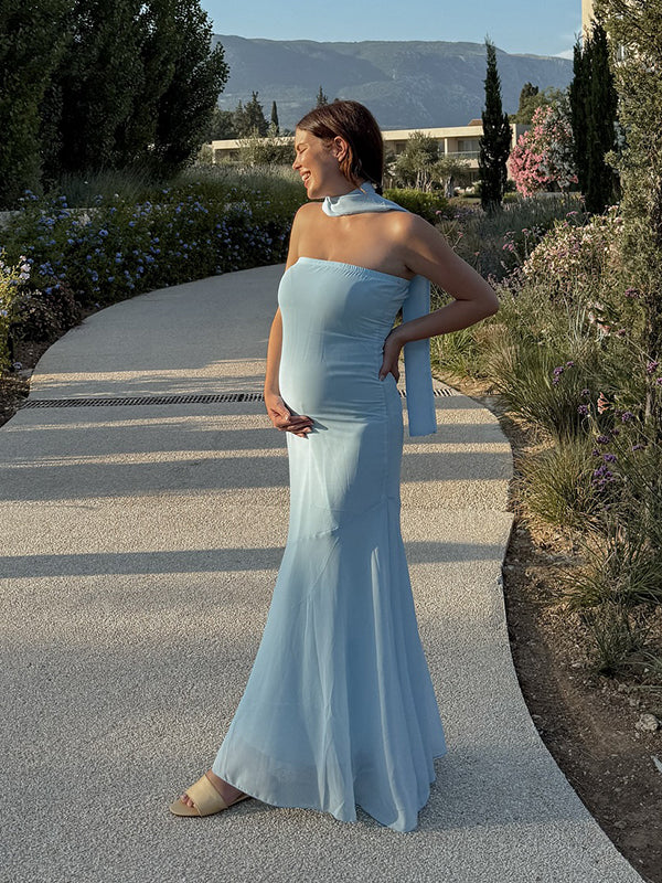 Beaumama robe longue grossesse chic cérémonie sirene ruban bustier femme enceinte
