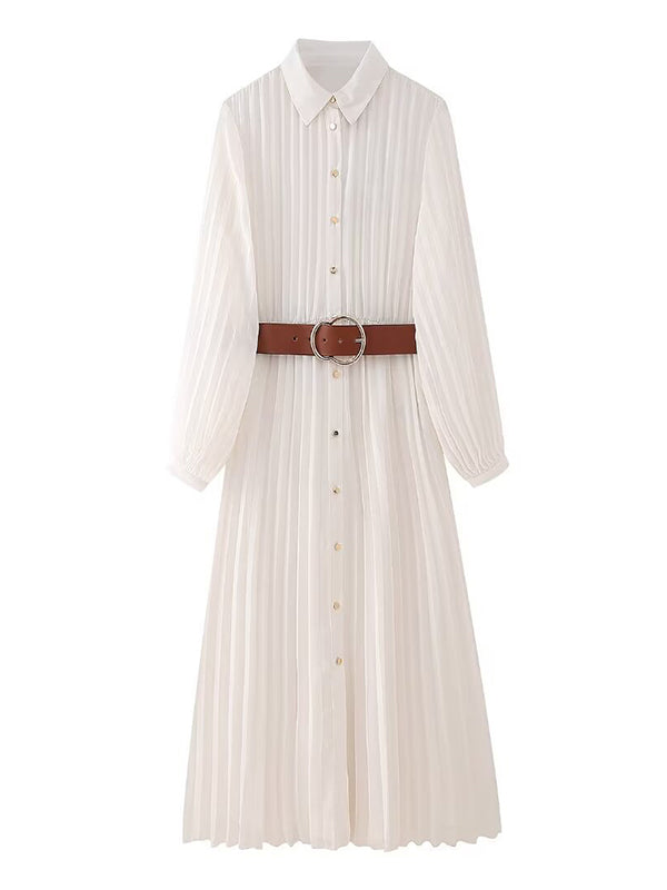 Beaumama robe longue grossesse chic vacances ceinture plissé boutonnage femme enceinte