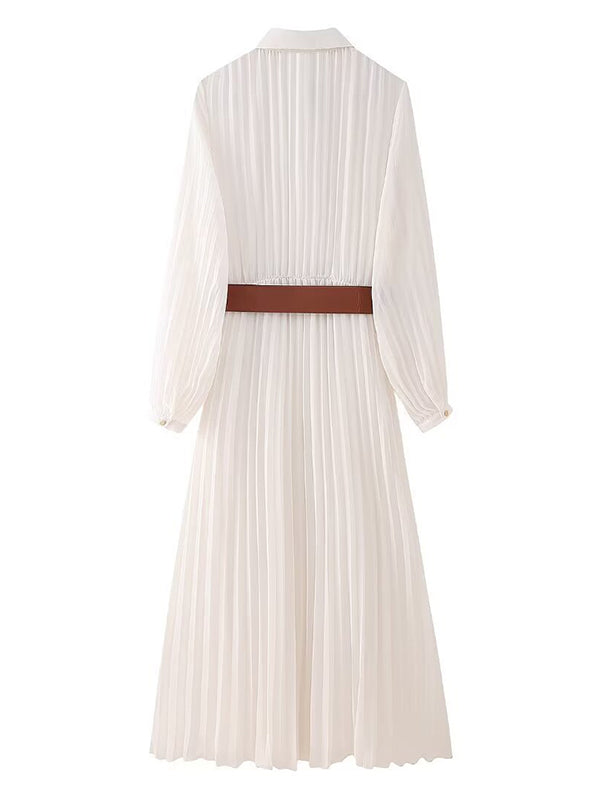 Beaumama robe longue grossesse chic vacances ceinture plissé boutonnage femme enceinte