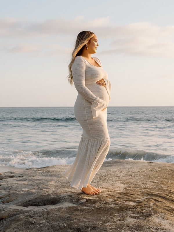 Beaumama robe photo longue grossesse chic vacances volants épissage sirene moulante femme enceinte