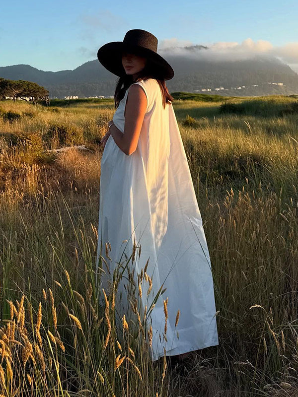 Beaumama robe photo longue grossesse vacances bohème trapèze fluide poches femme enceinte