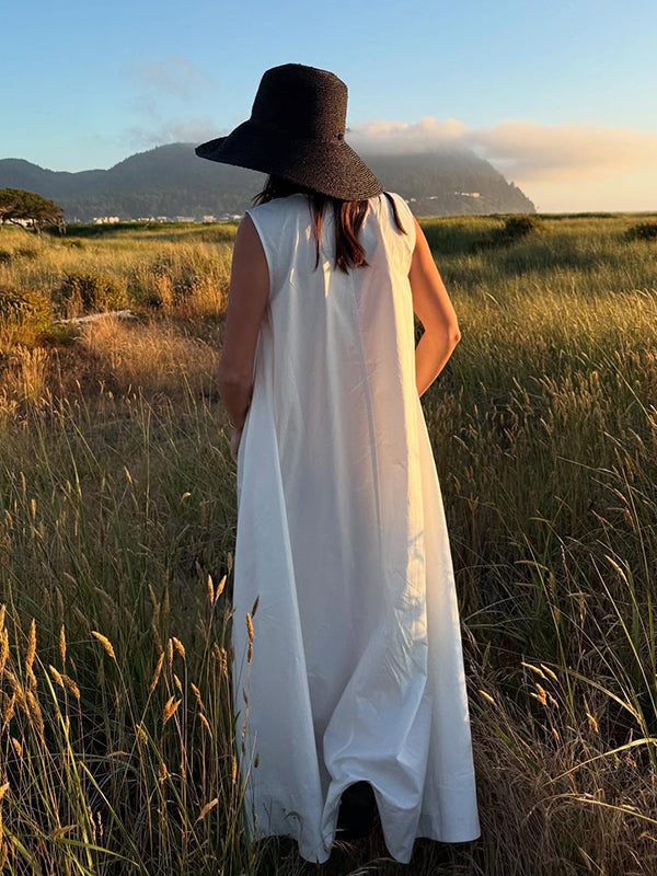 Beaumama robe photo longue grossesse vacances bohème trapèze fluide poches femme enceinte