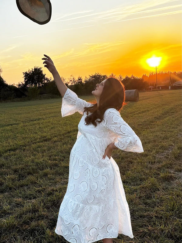 Beaumama robes longue grossesse imprimé fleurie découpe manches bouffantes casual femme enceinte