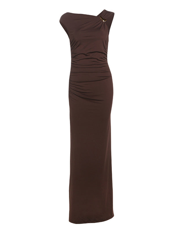 Beaumama robe longue grossesse soirée cocktail chic plissé épaule asymétrique moulante femme enceinte