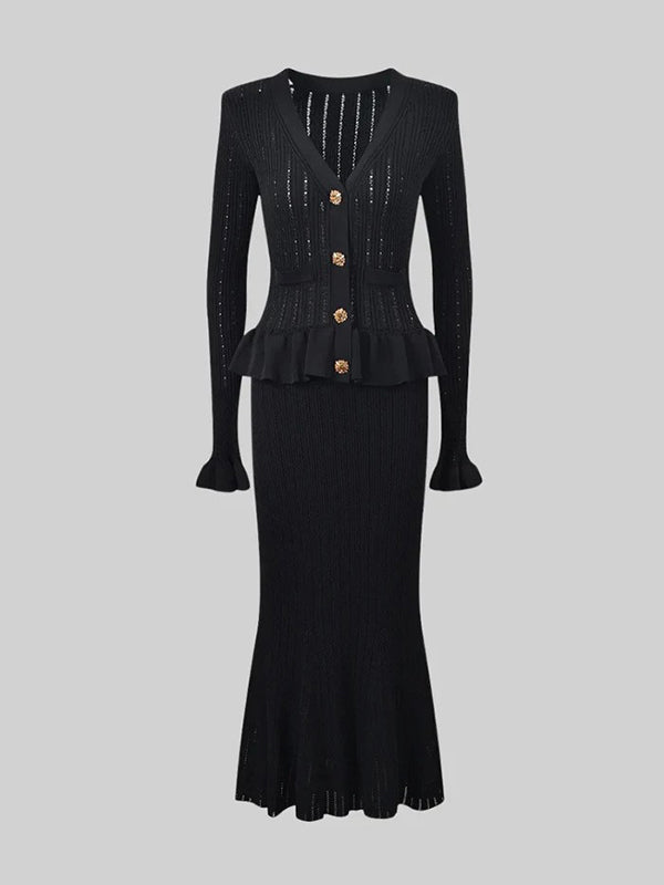 Beaumama robe longue grossesse élégant chic costume deux pièces volants boutonnage femme enceinte