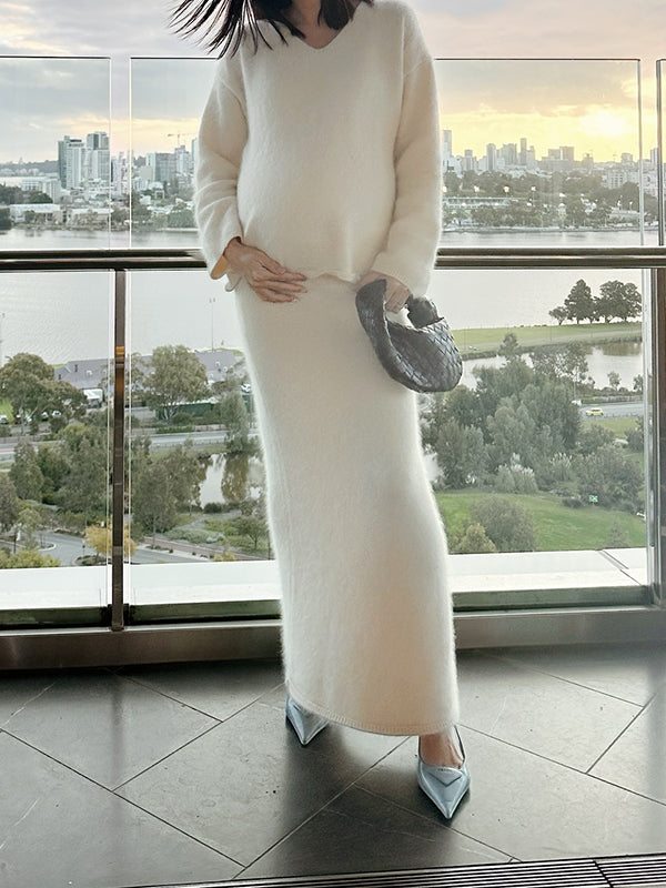 Beaumama robe longue grossesse élégant travail base poilu 2 pièces gilets en maille jupes femme enceinte