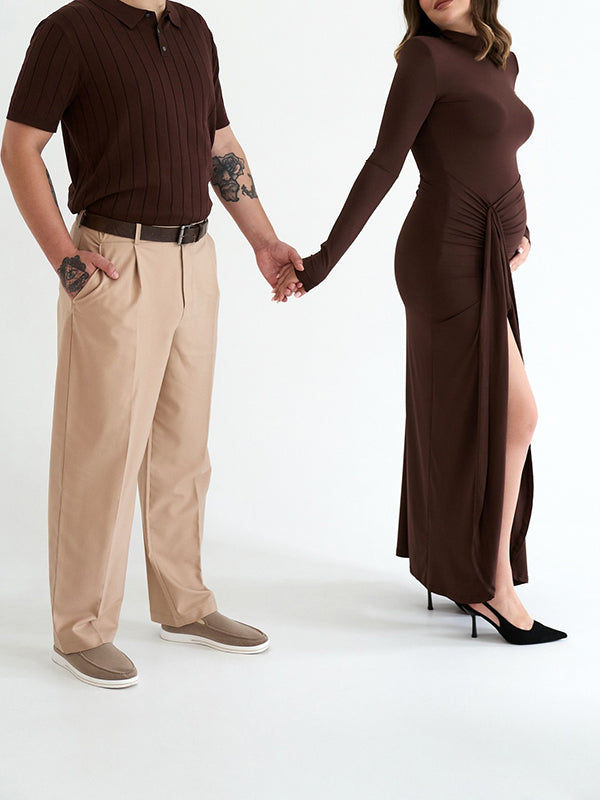 Beaumama robe shooting longue grossesse élégant chic cérémonie fendu le côté drapé sur le côté femme enceinte