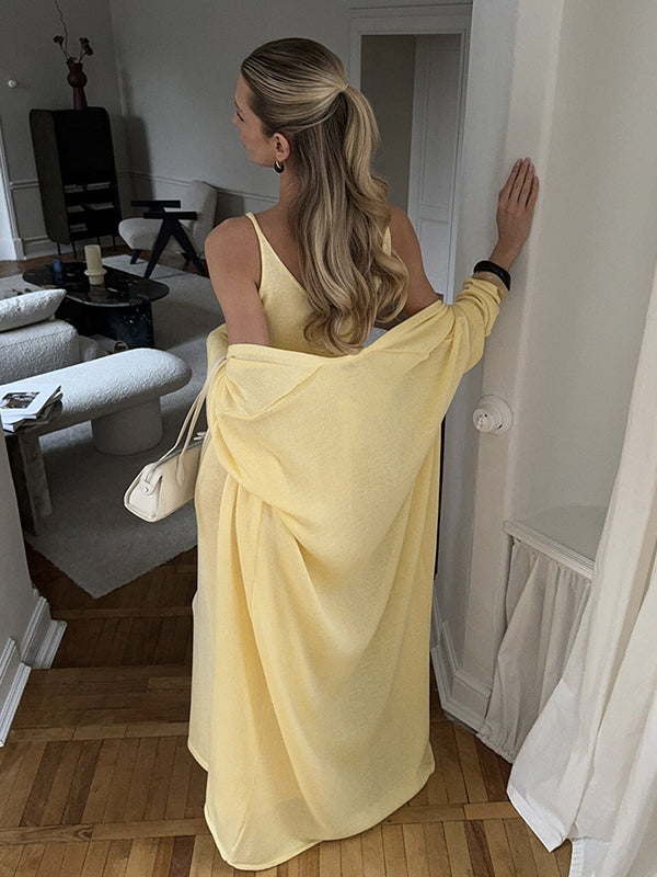 Beaumama robe longue gilets en maille grossesse élégant costume deux pièces crochet tricot femme enceinte