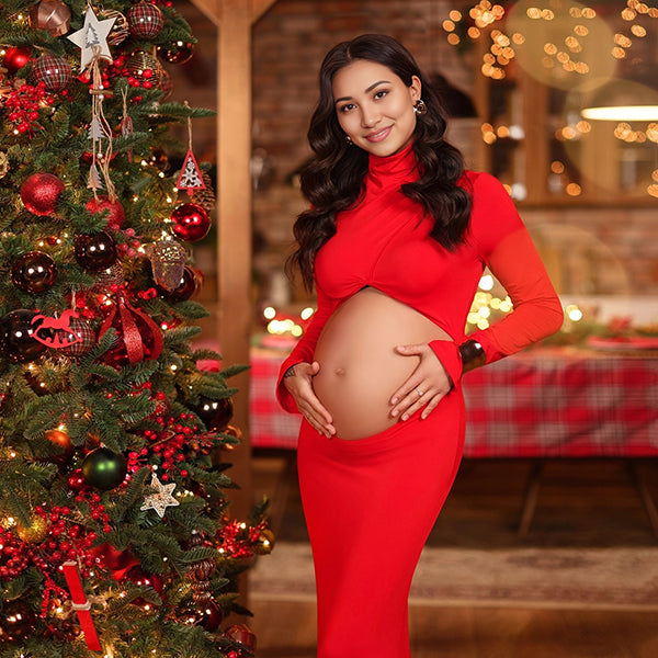 Beaumama robe shooting longue grossesse élégant chic découpe queue femme enceinte