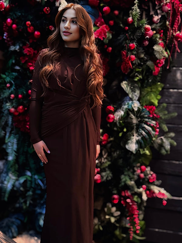 Beaumama robe longue grossesse élégant chic cérémonie nœud plissé fluide femme enceinte