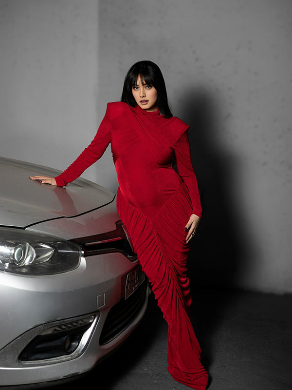 Beaumama robe longue grossesse élégant chic cocktail fête dos nu plissé sirene femme enceinte