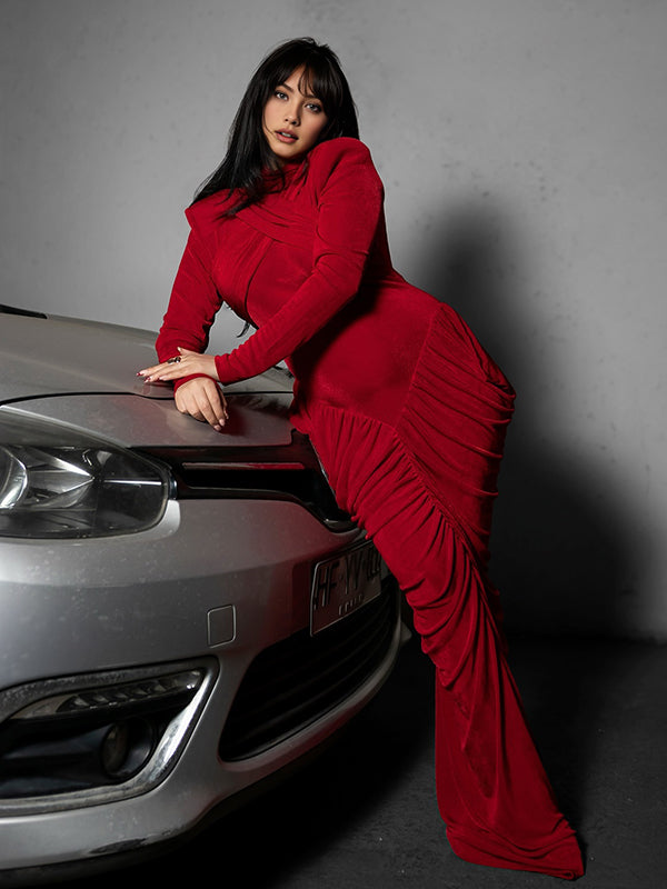 Beaumama robe longue grossesse élégant chic cocktail fête dos nu plissé sirene femme enceinte