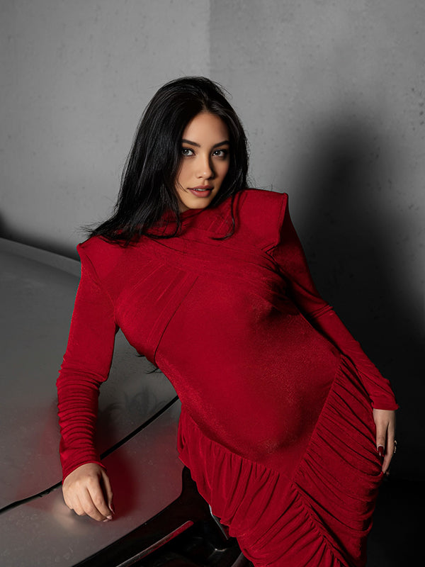 Beaumama robe longue grossesse élégant chic cocktail fête dos nu plissé sirene femme enceinte