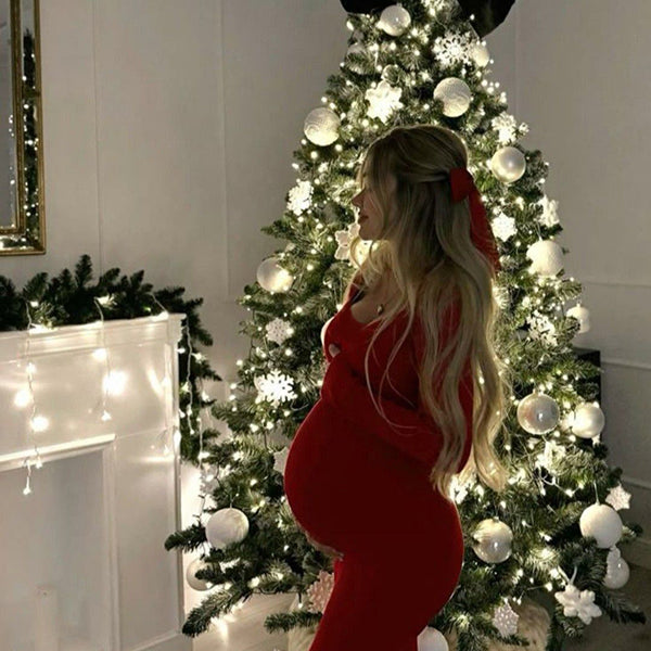 Beaumama robe longue grossesse élégant chic moulante noël bordeaux femme enceinte